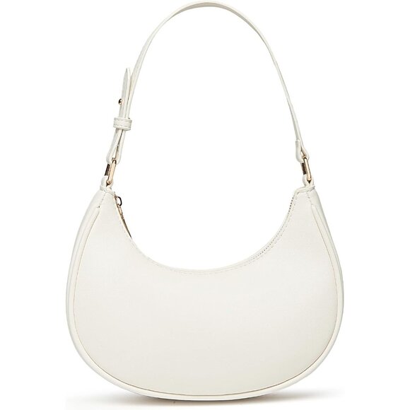 Women White Retro Classic Clutch Shoulder Tote Hand Bag With Zipper Closure - Picture 1 of 7
